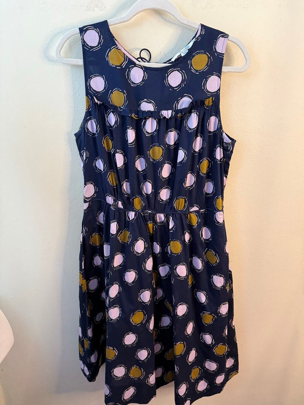 Boden Sleeveless Pleated Dot Print Midi Fit And Flare Dress Size 12R